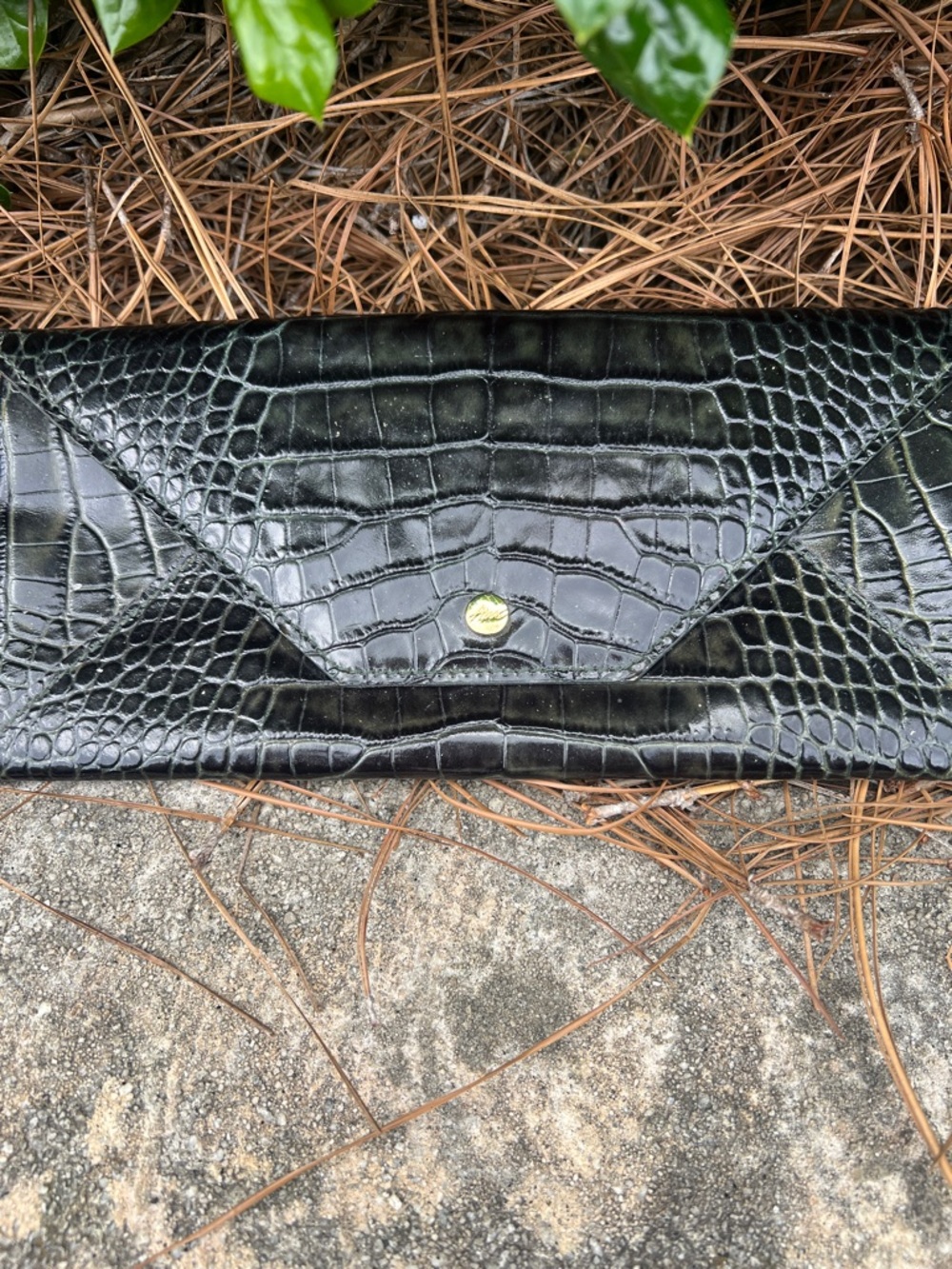 ABAS Travel Green Croc embossed organizer Antique